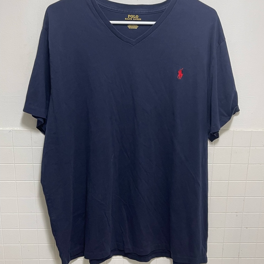 Polo by Ralph Lauren Men's Dark Blue V-Neck Tee